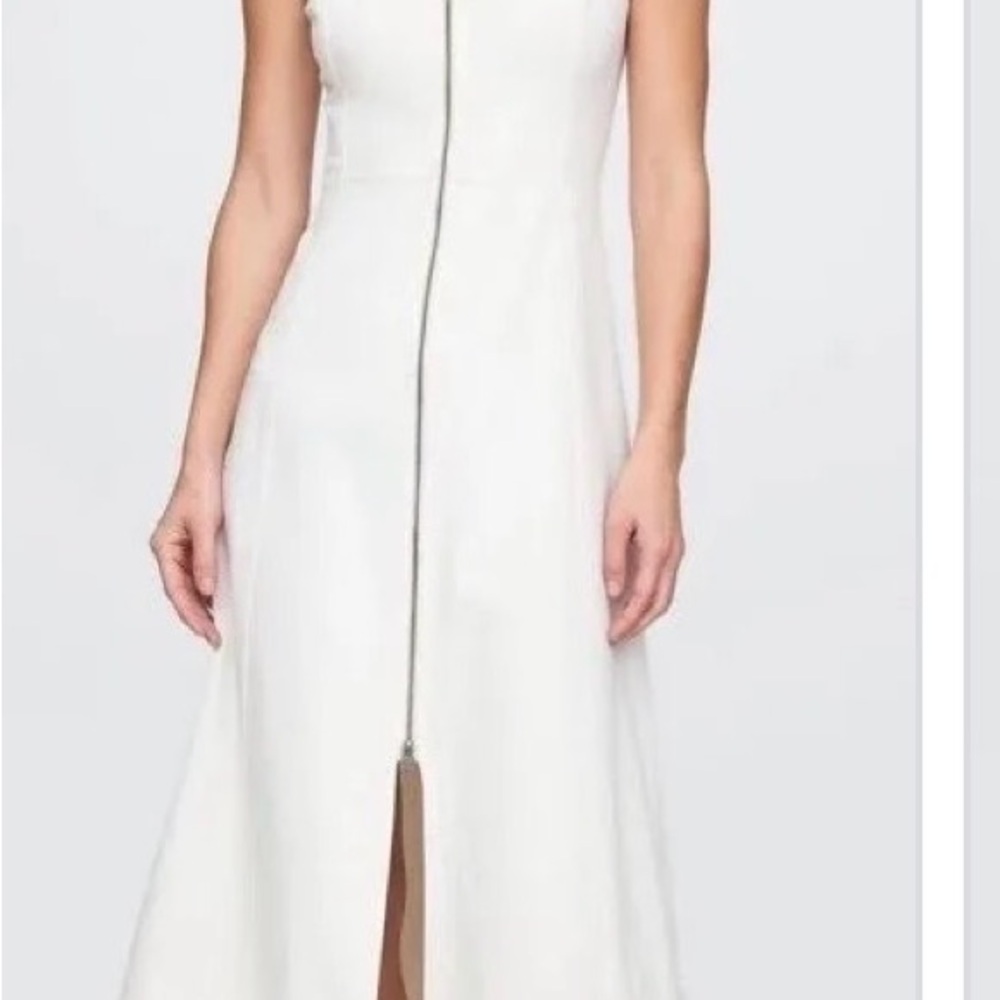 GAP White Zip-Front Midi Dress